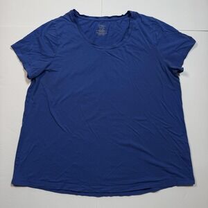 L.L.Bean Shirt Womens XL Blue Shrink-Free Scoop Neck Short Sleeve Modal Blend